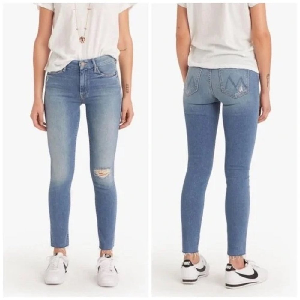 MOTHER Denim The Looker Ankle Fray Jeans in Love Gun Sz 27